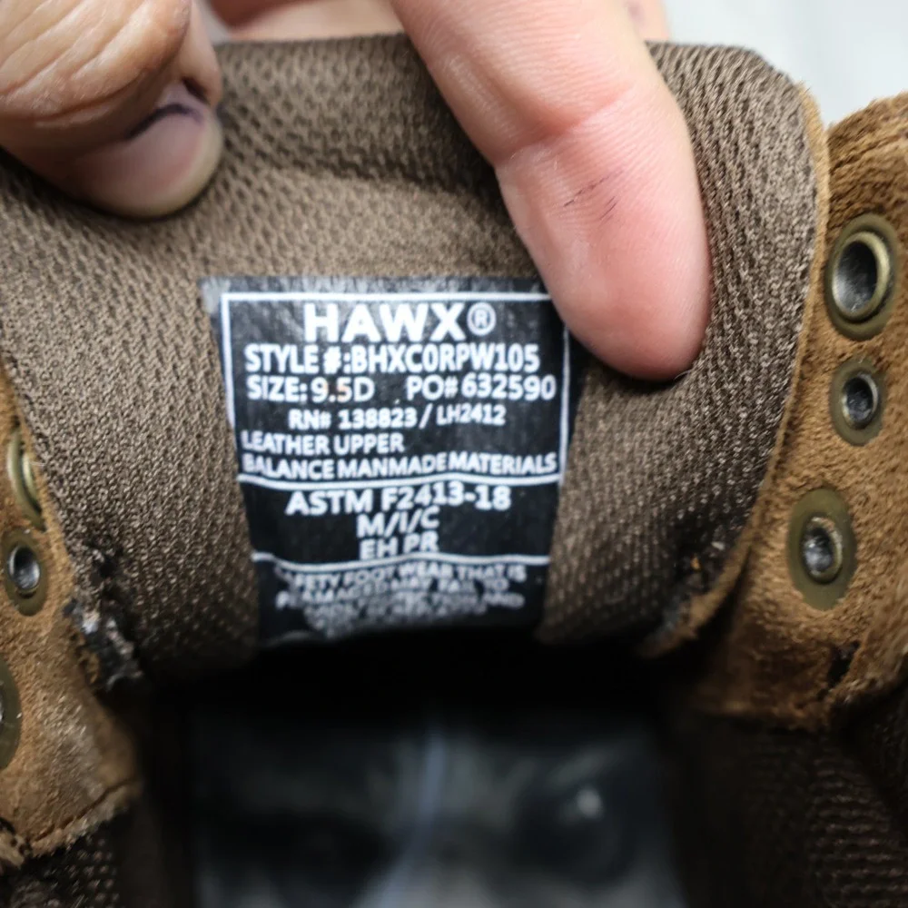 Hawx Mens 9.5D Brown Work Boots Composite Toe Cordura Waterproof BHXCORPW105
